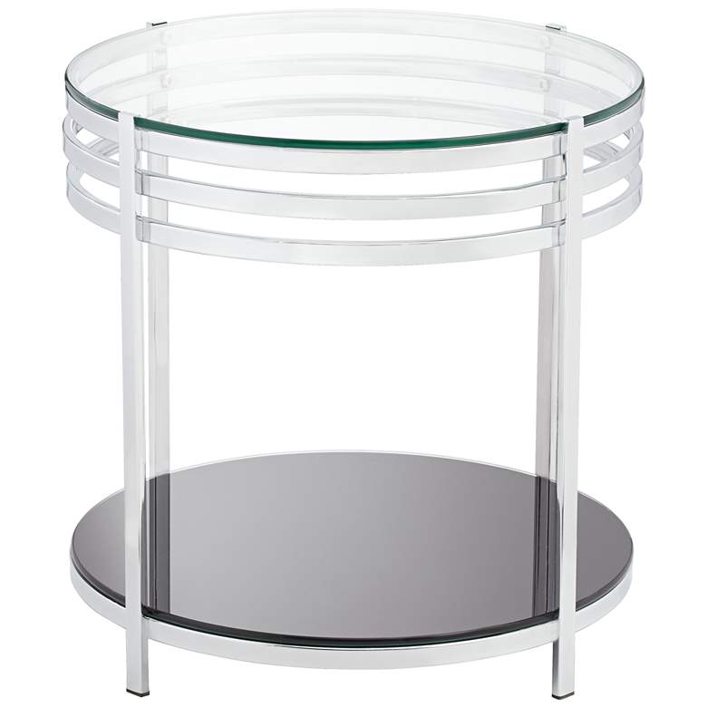 Rico 21&quot; Wide Chrome and Glass Modern Round End Table more views