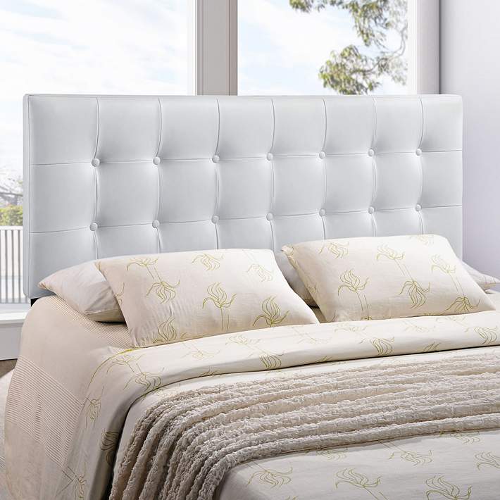 Emily White On Tufted Leather, White Tufted Leather Bed