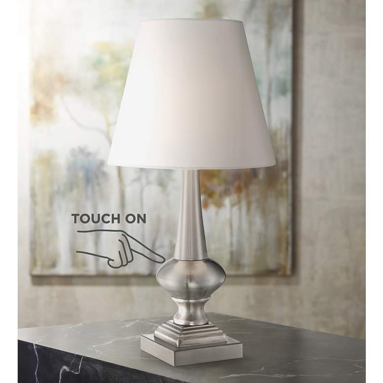 Image 7 Set of 2 Brooks Brushed Nickel Touch On-Off Table Lamps more views