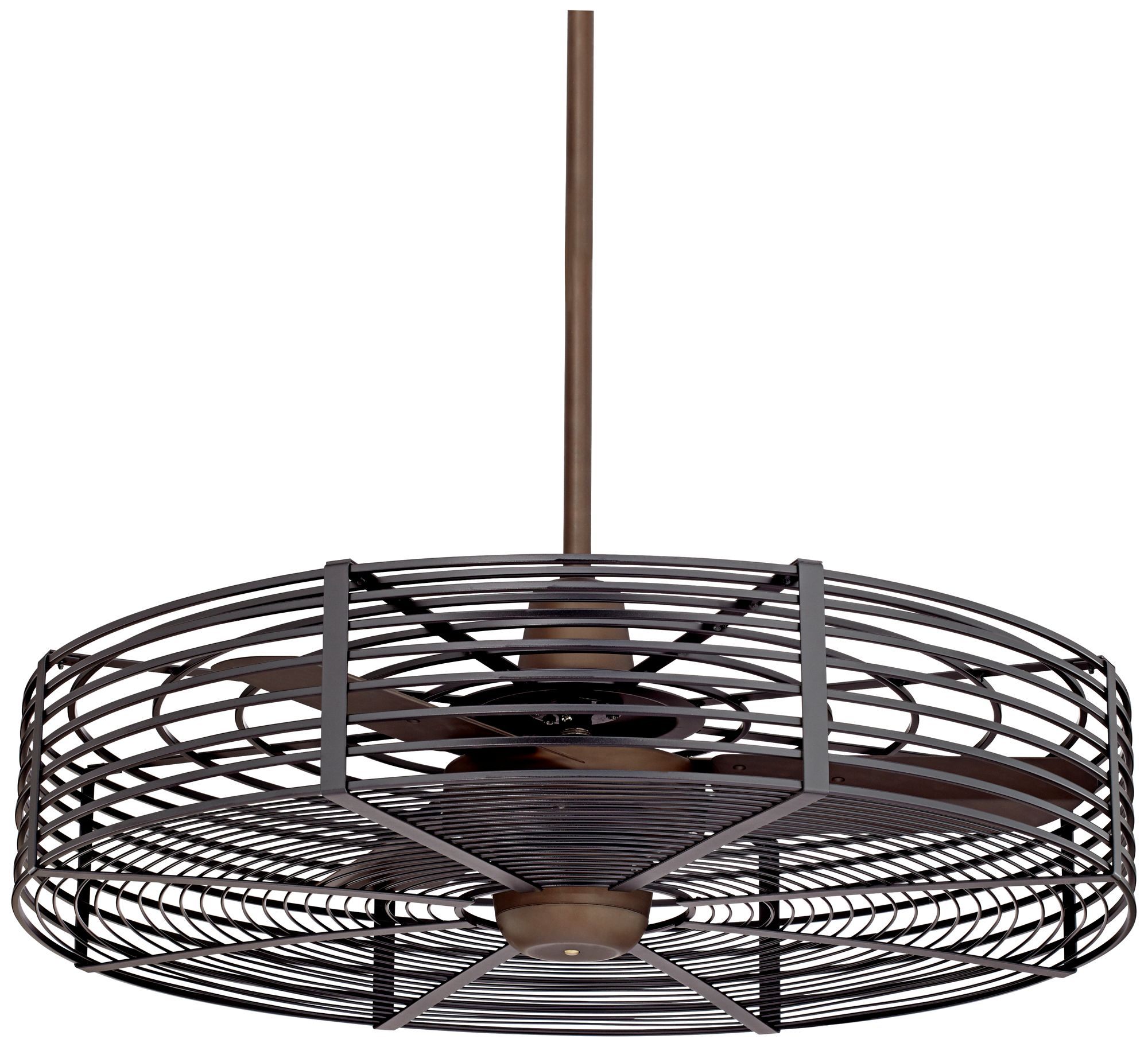 32" Vintage Breeze DC Bronze-Black Cage Ceiling Fan - #21C48 | Lamps Plus