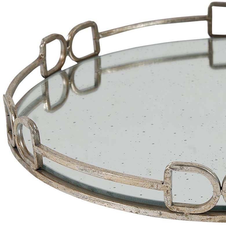 Valentina Silver Metal and Mirrored Round Decorative Tray more views