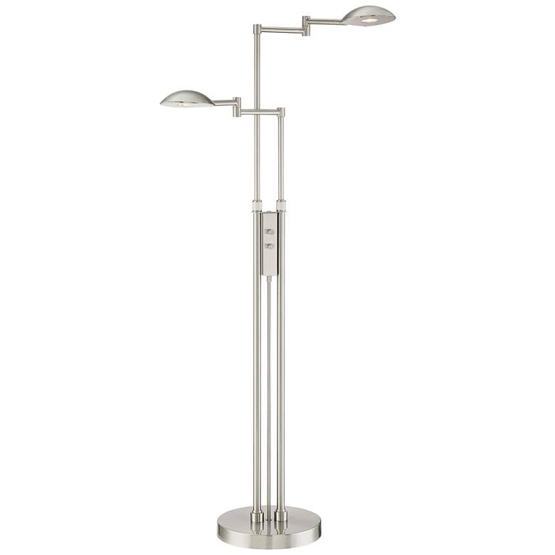 Eliptik Satin Nickel LED Double Swing Arm Floor Lamp more views