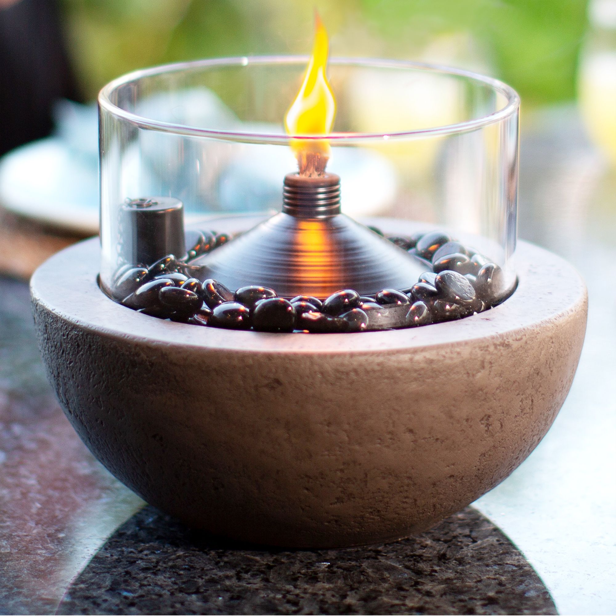 StoneLook 10"W Tabletop Fire Bowl with Citronella Canister 249J0