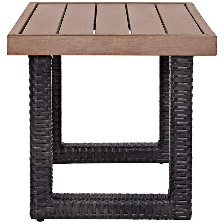 Image 4 Beaufort Faux Wood and Dark Brown Wicker Outdoor Side Table more views
