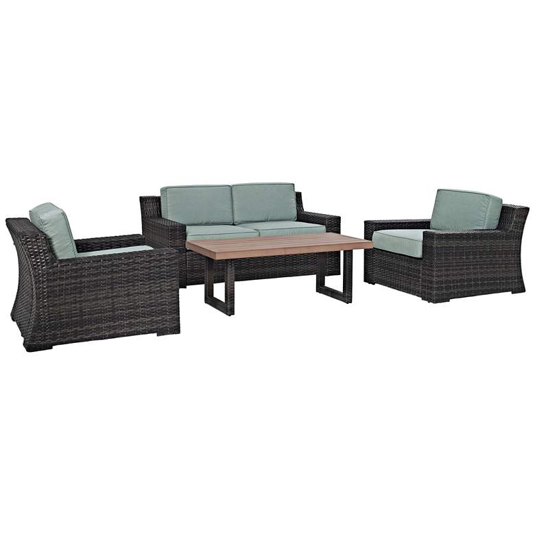 Image 2 Beaufort Blue and Brown Wicker 4-Piece Outdoor Patio Set more views