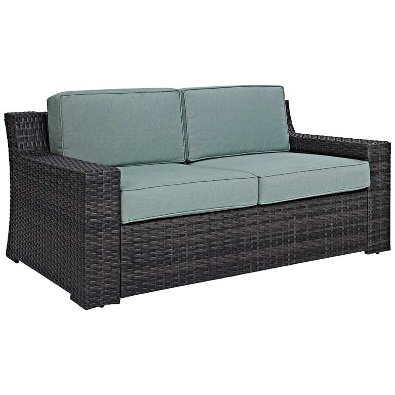 Image 4 Beaufort Blue and Brown Wicker 4-Piece Outdoor Patio Set more views