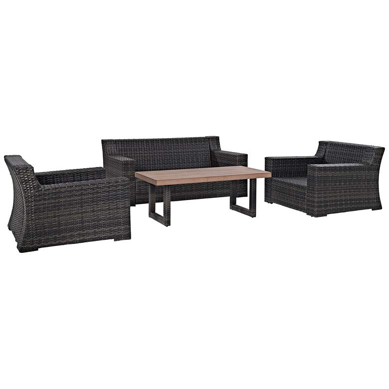 Image 7 Beaufort Blue and Brown Wicker 4-Piece Outdoor Patio Set more views