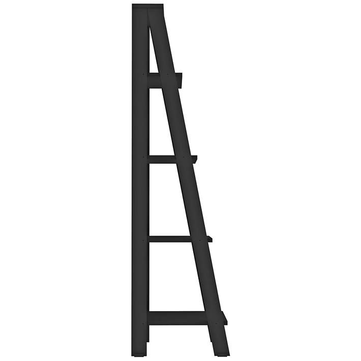 4 Shelf Ladder Bookshelf 24w71, 55 In White Wood 4 Shelf Ladder Bookcase With Open Back