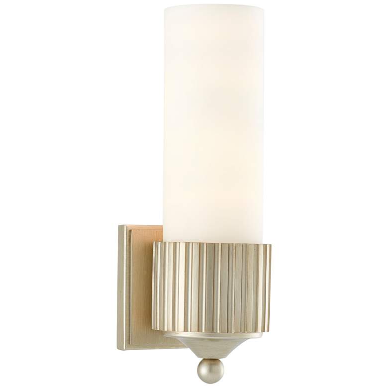 Bryce 13 1/4&quot; High Silver Leaf and Frosted Glass Wall Sconce more views
