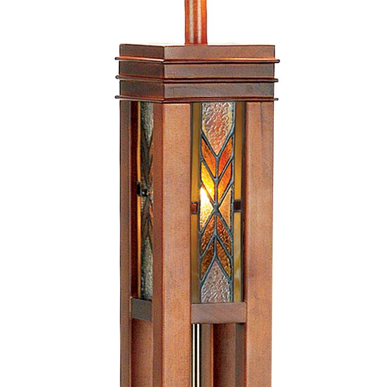 Image 5 Walnut Mission Tiffany Style Floor Lamp with Night Light more views