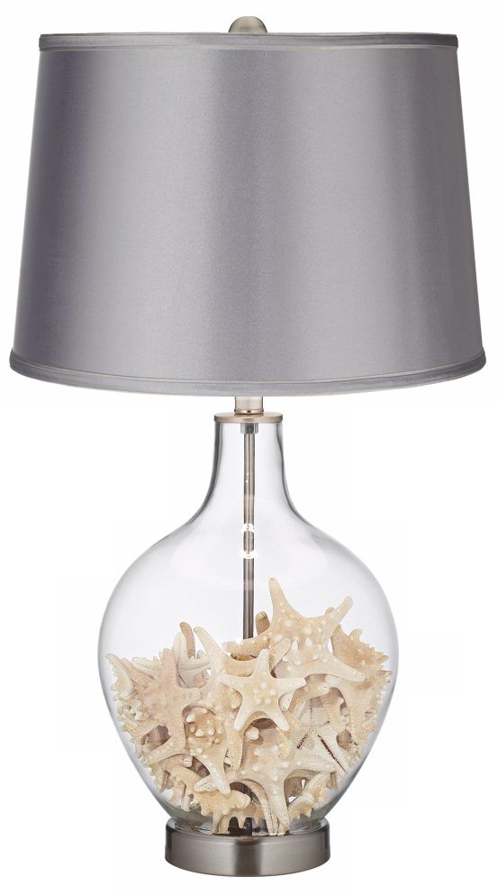 Clear Glass Fillable Satin Light Gray Shade Ovo Table Lamp 28M53