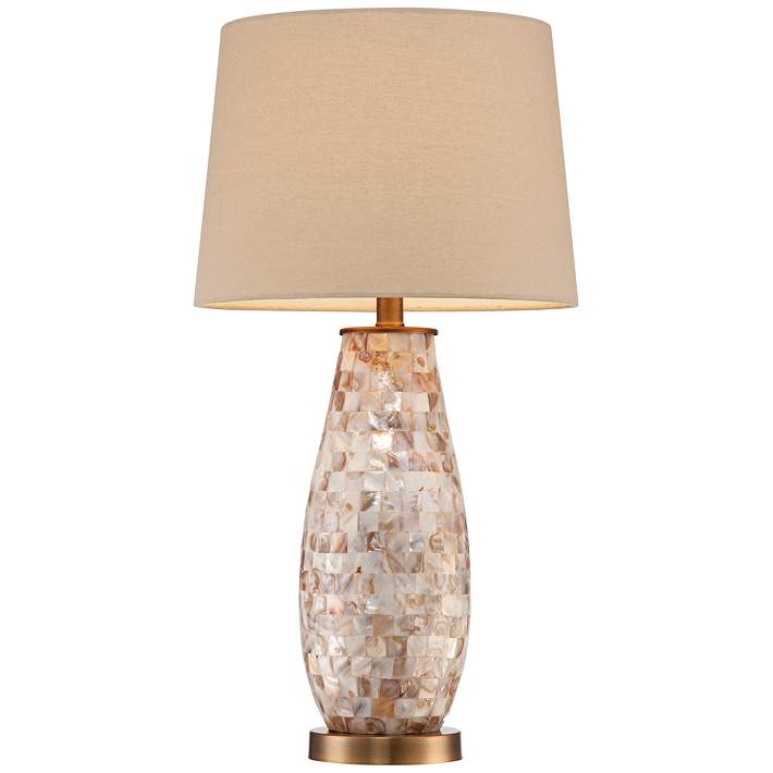 Kylie Mother Of Pearl Tile Vase Table, Mother Of Pearl Lamp Shade