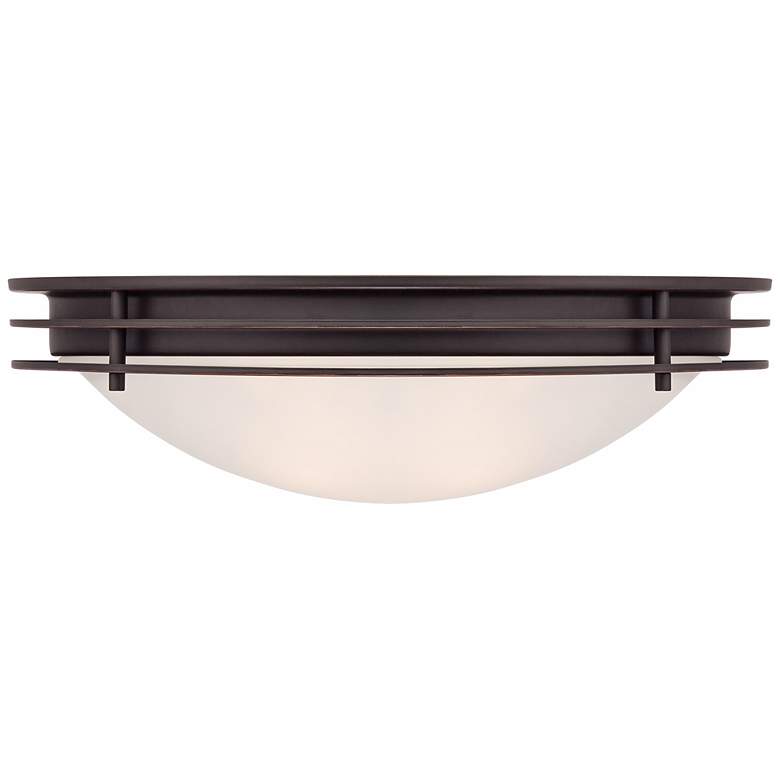 Image 5 Possini Euro 16" Wide Bronze and Glass Bowl Ceiling Light more views