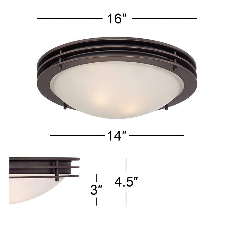 Image 7 Possini Euro 16" Wide Bronze and Glass Bowl Ceiling Light more views