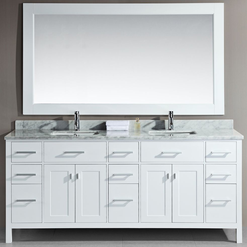 London 78 Wide Marble White Double Sink Vanity 2p374 Lamps Plus