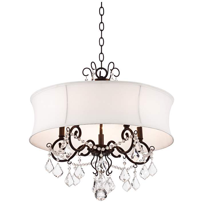 Zula White Shade 22 Wide Crystal, Chandelier With Crystal Shades