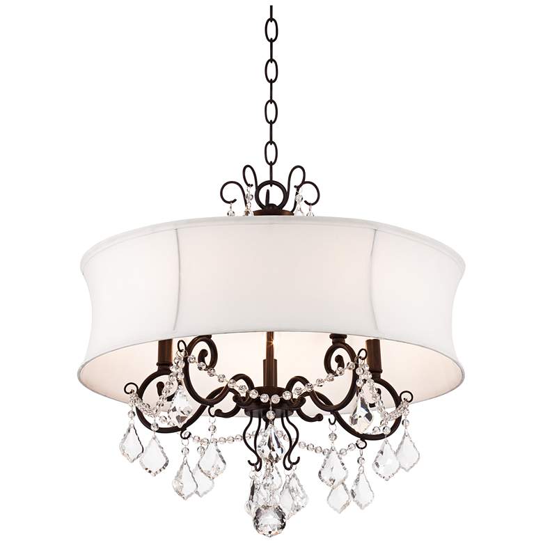 Zula White Shade 22&quot; Wide Crystal Chandelier more views