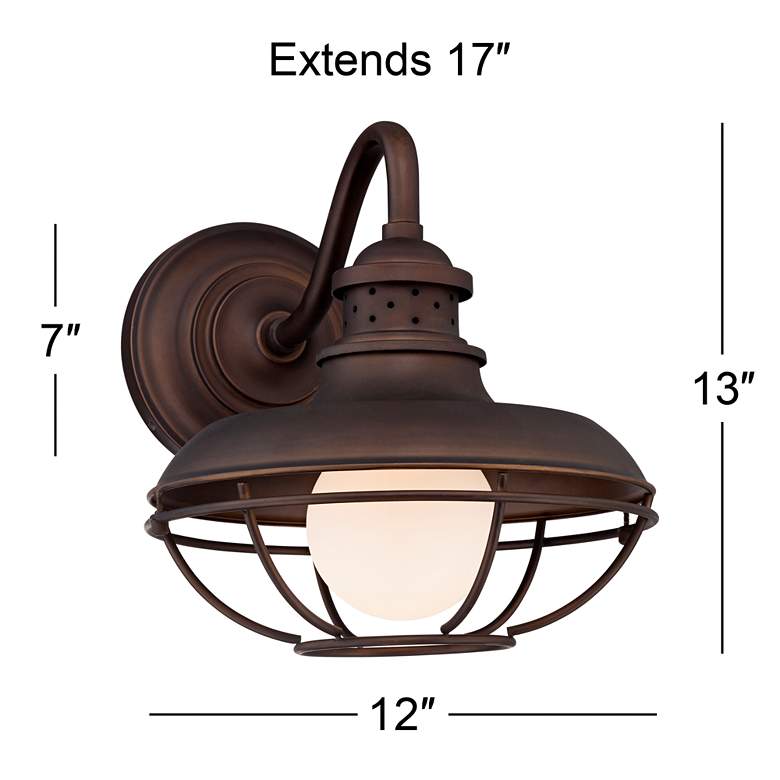 Image 7 Franklin Park 13" High Bronze Metal Cage Outdoor Wall Light more views