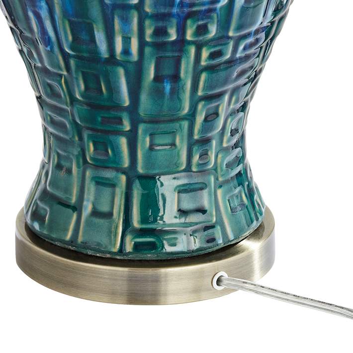 Teal Temple Jar 27 High Ceramic Table, Ceramic Vase Teal Table Lamp