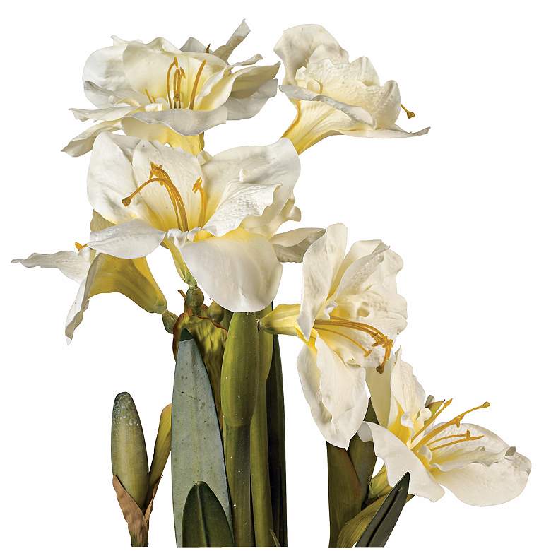 White Amaryllis 25&quot; High Faux Flower Arrangement more views