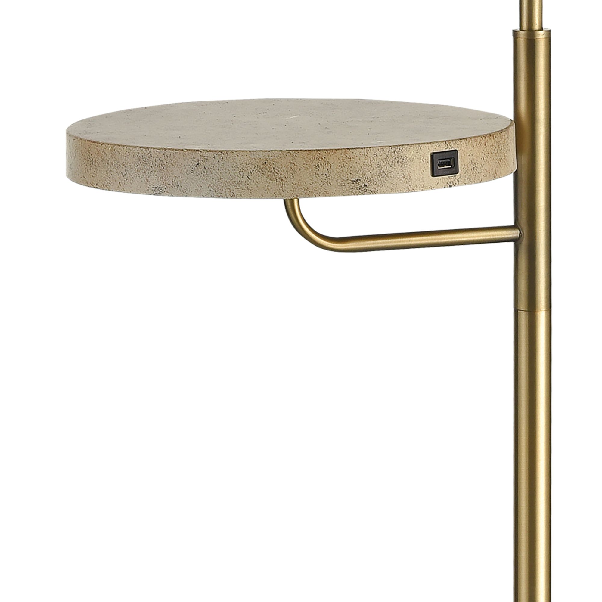 Regina Antique Brass Tray Table Floor Lamp with USB Port 315R0