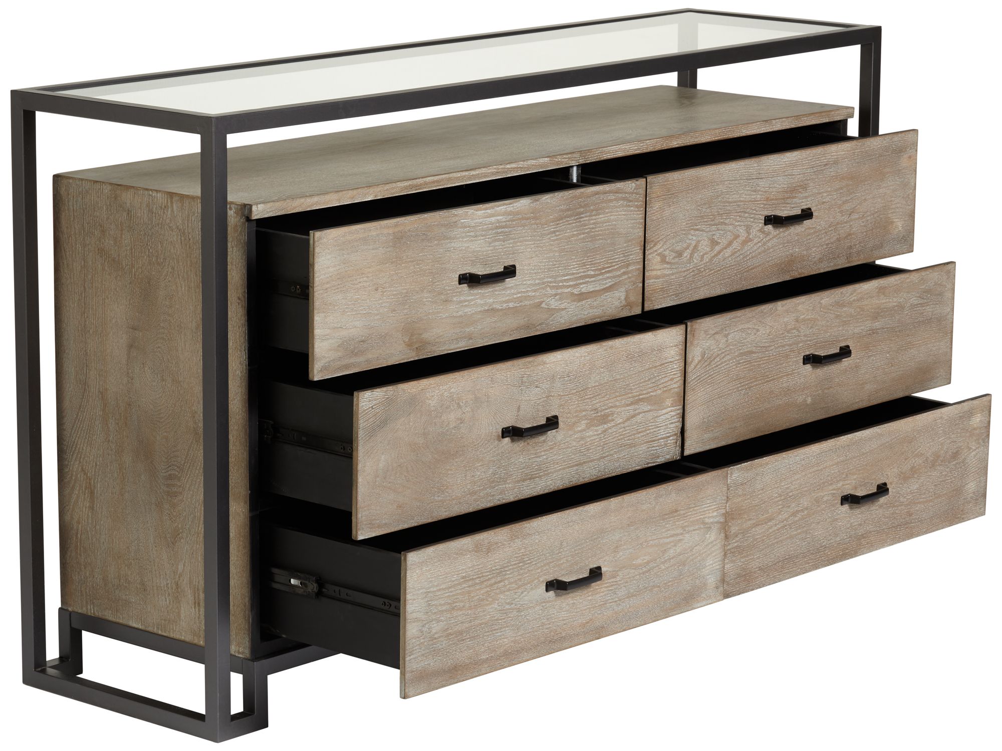 Liev 59 Wide Wood And Metal 6 Drawer Modern Buffet Cabinet