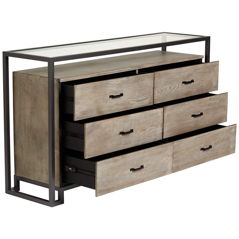 Liev 59&quot; Wide Wood and Metal 6-Drawer Modern Buffet Cabinet more views