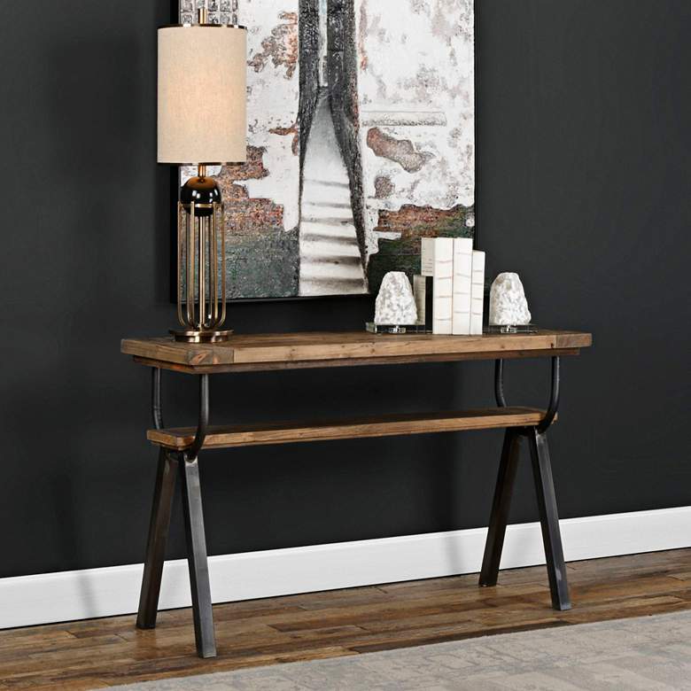 Uttermost Domini 52&quot; Wide Warm Honey Console Table more views