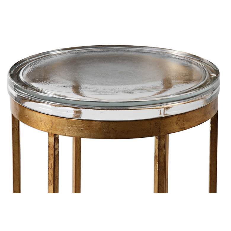 Allura 14&quot; Wide Antiqued Gold Leaf Metal Accent Table more views