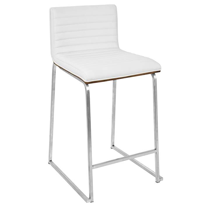 White Faux Leather Counter Stool Set, White Leather Counter Top Chairs