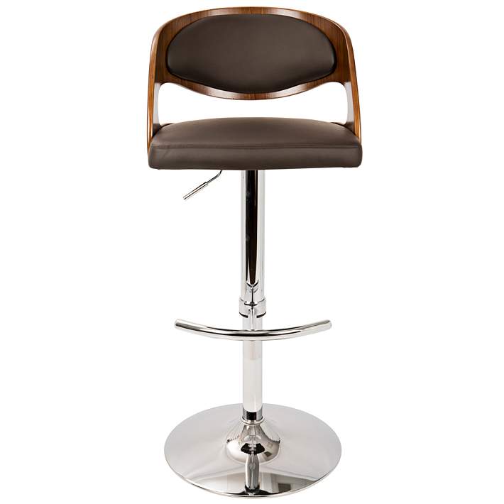 Pino Brown Faux Leather Walnut, Tan Leather Swivel Bar Stools With Arms