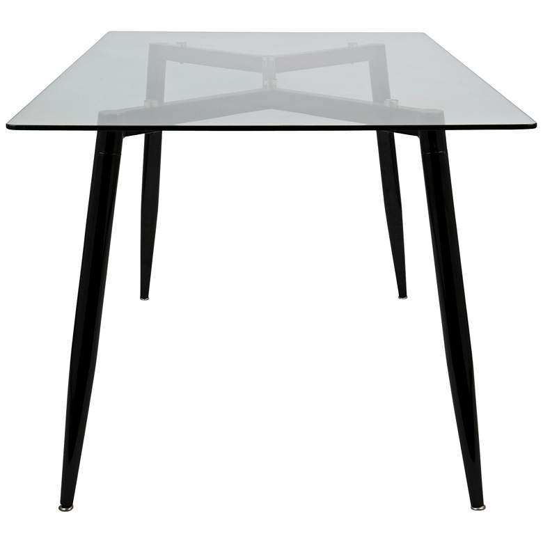 Image 2 Clara 59"W Black and Clear Glass Rectangular Dining Table more views