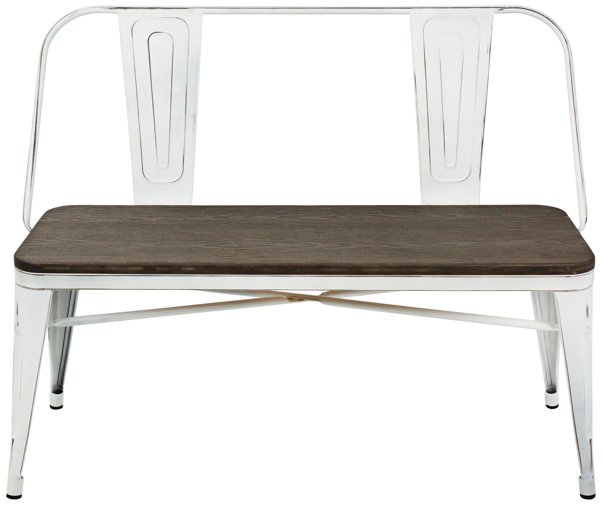 Oregon 42" Wide Vintage White Metal Dining Bench 33J45 Lamps Plus