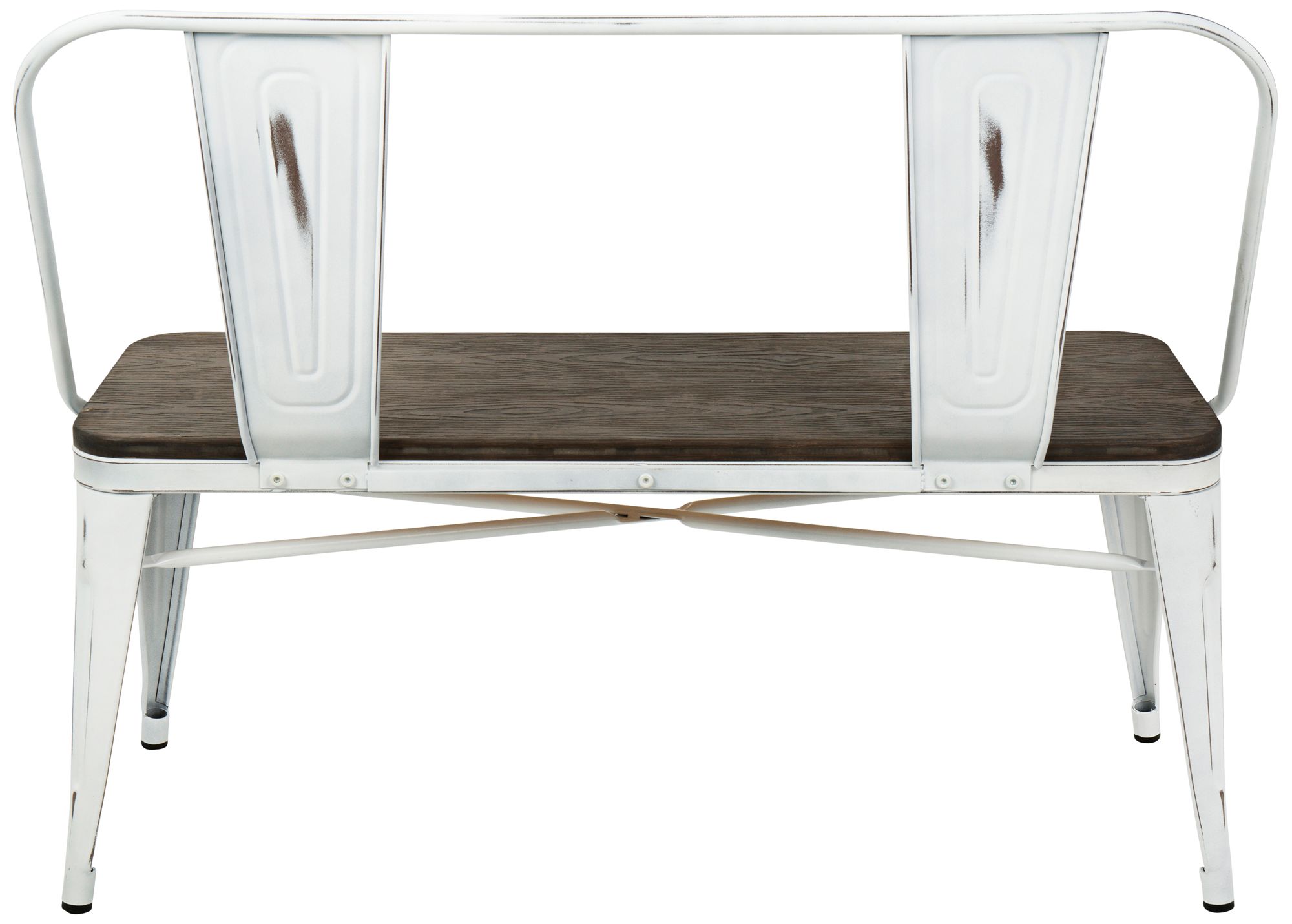 Oregon 42" Wide Vintage White Metal Dining Bench 33J45 Lamps Plus