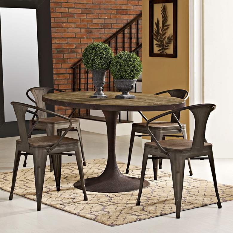Image 4 Drive 60" Wide  Brown Medium Oval Dining Table more views
