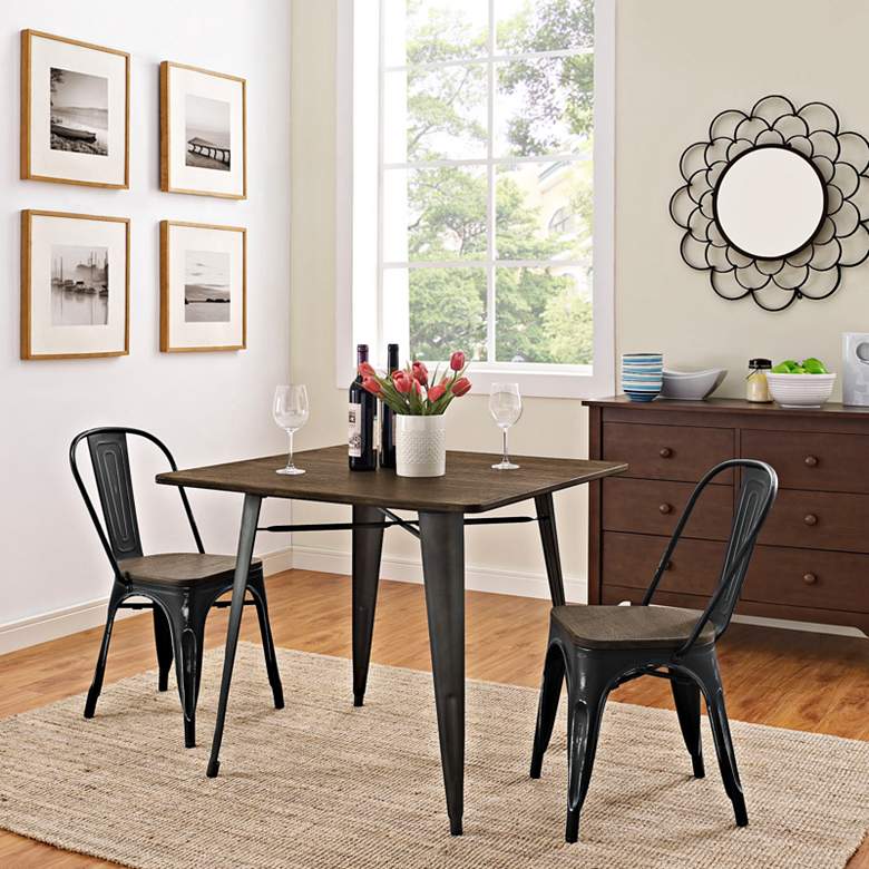 Alacrity 36&quot; Wide Brown and Gunmetal Square Dining Table more views