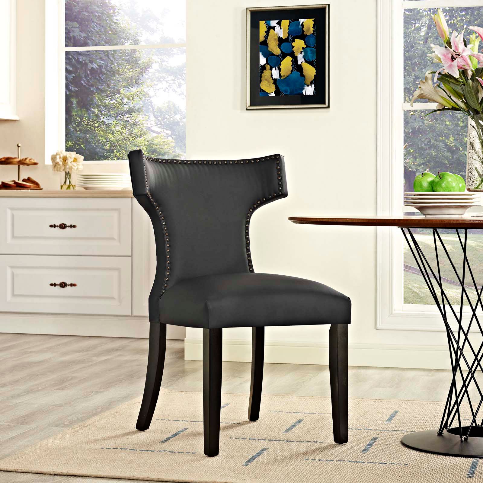 Curve Black Vinyl Dining Chair 33T41 Lamps Plus