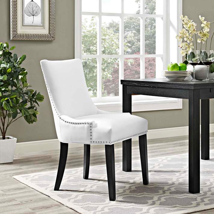 Marquis White Faux Leather Dining Chair, Modway Marquis Upholstered Dining Chair