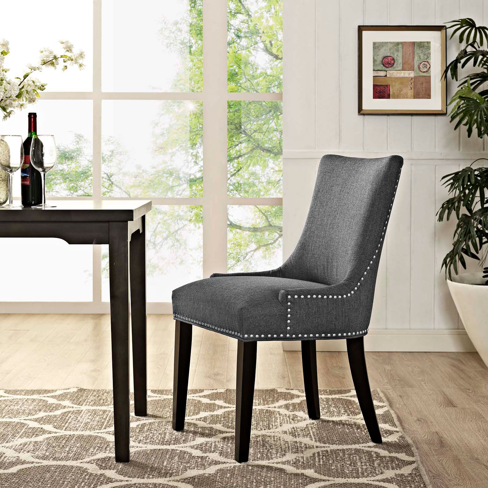Marquis Gray Fabric Dining Chair - #33T47 | Lamps Plus