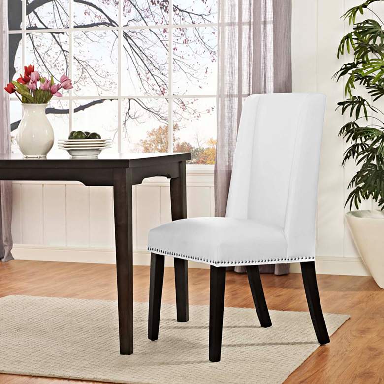 Baron White Vinyl Dining Chair 33T50 Lamps Plus