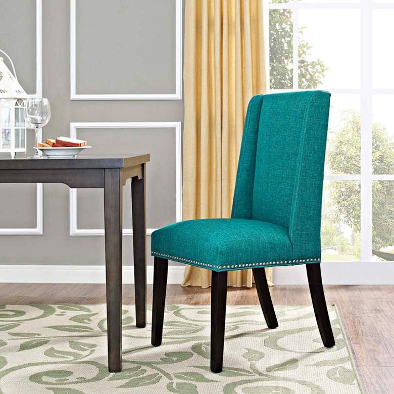Baron Teal Fabric Dining Chair - #33T55 | Lamps Plus