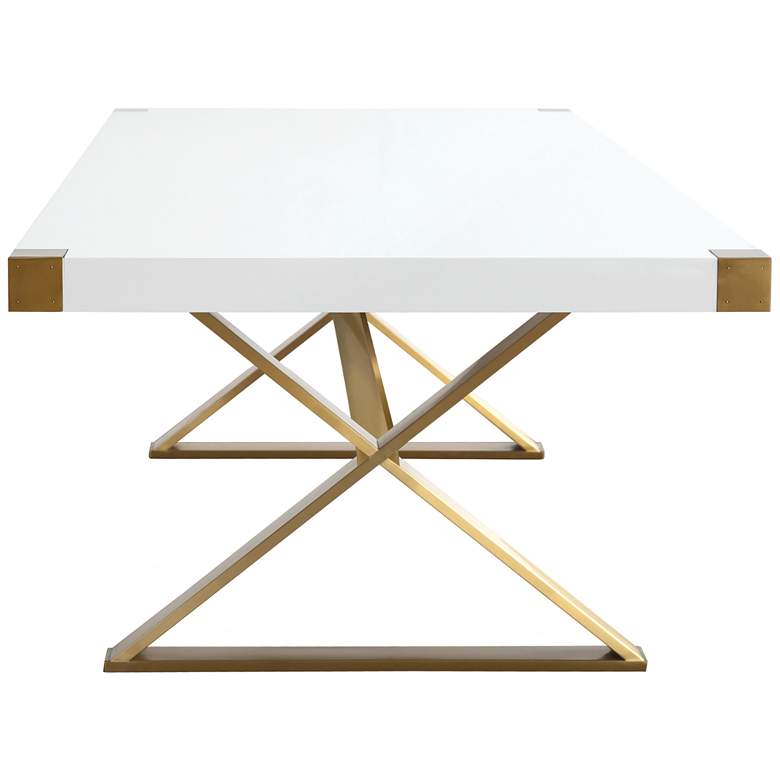 Image 3 Adeline 96"W High Gloss White Lacquer and Gold Dining Table more views
