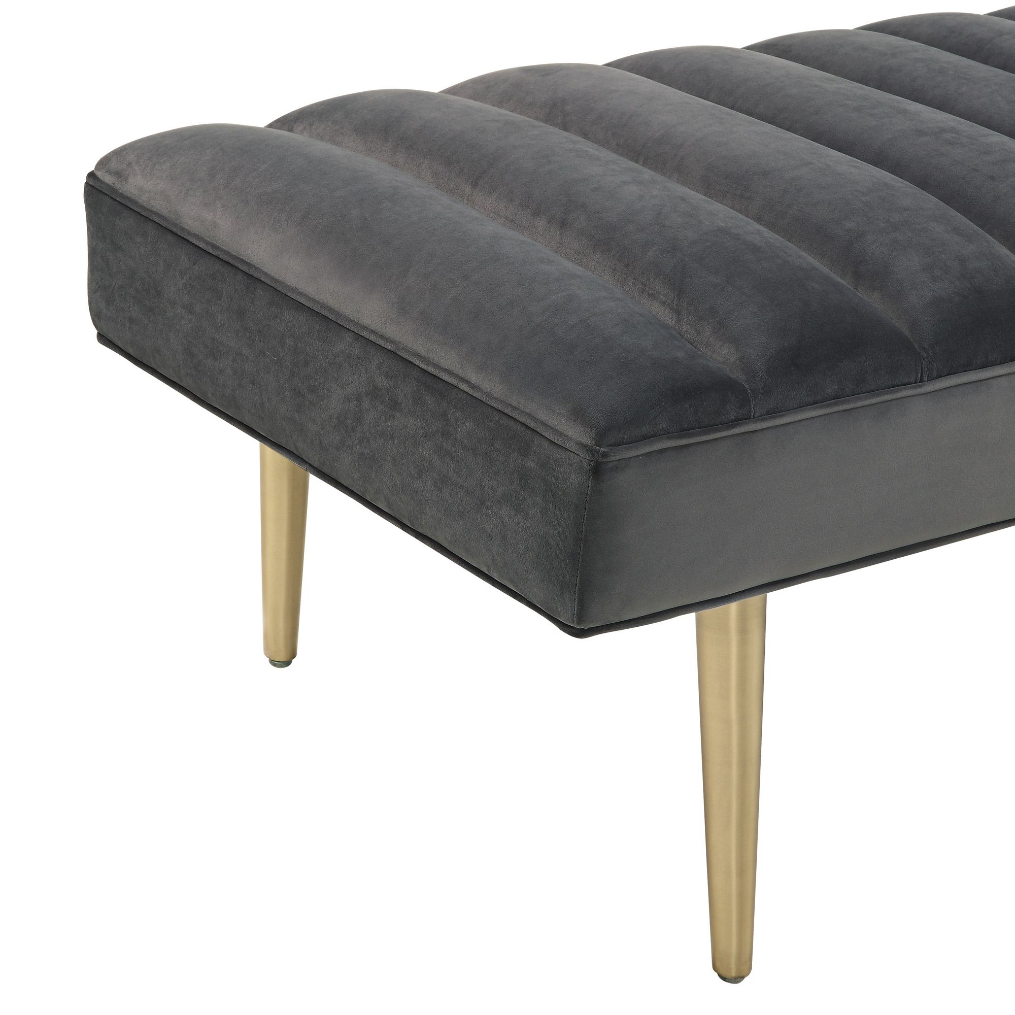 Jax Gray Velvet Tufted Bench 34P39