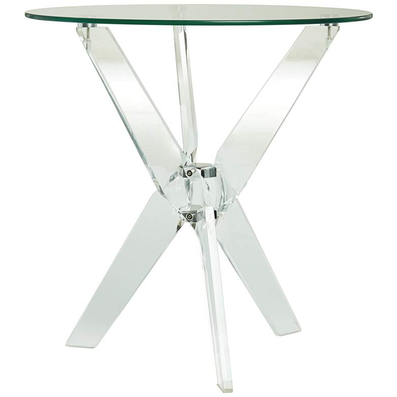 Cindy 22&quot; Wide Acrylic and Glass Round Accent Table more views