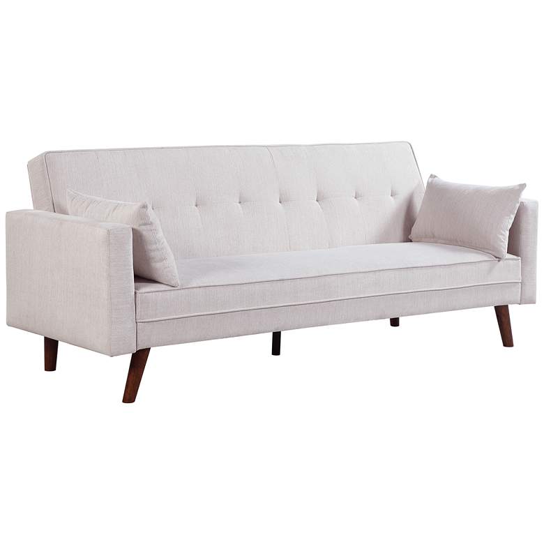 Image 6 Christina 84" Wide Beige Chenille Tufted Convertible Sleeper Sofa more views