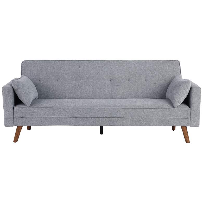 Image 6 Christina 84" Wide Gray Chenille Tufted Convertible Sleeper Sofa more views