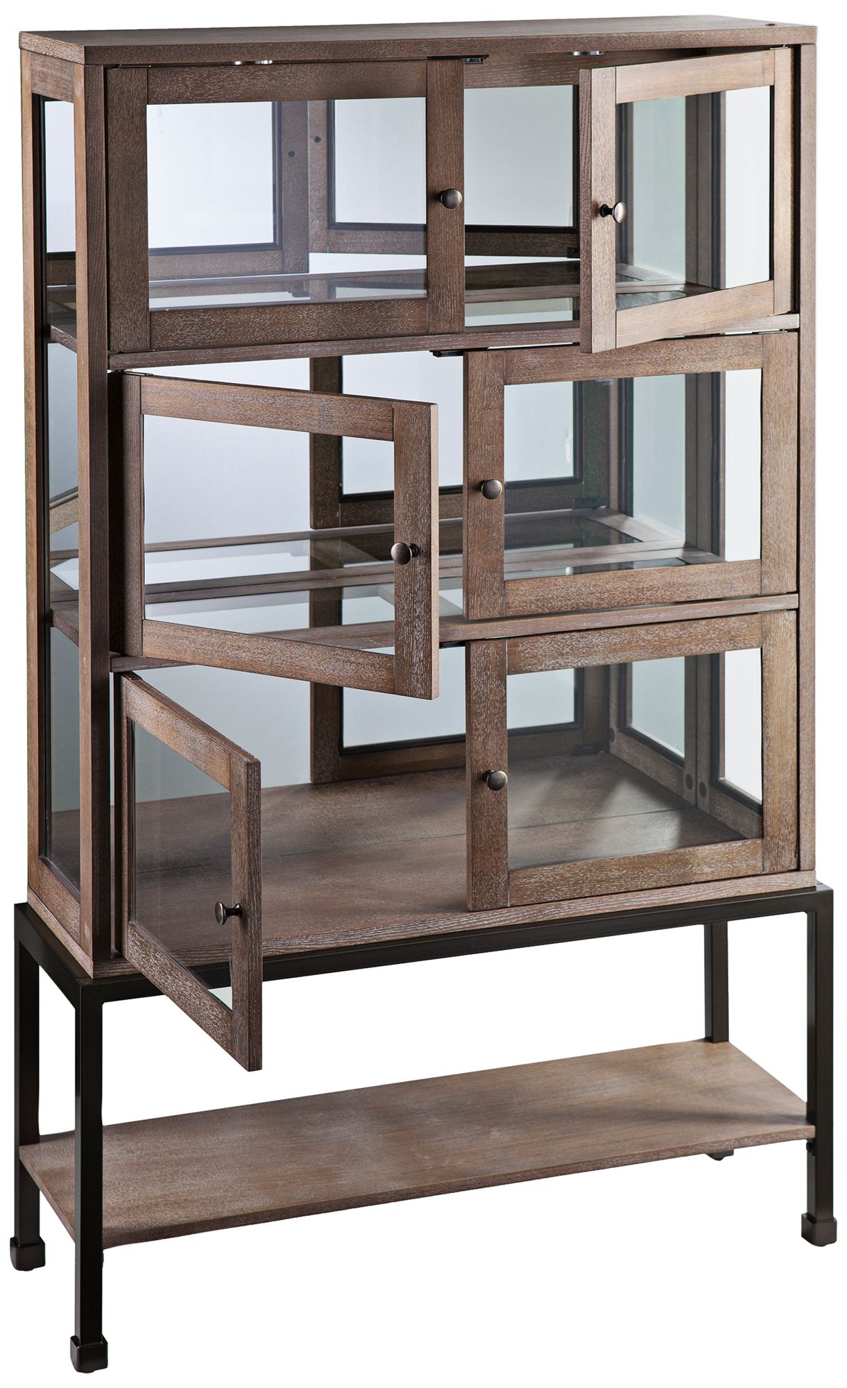 Brace 36 1 4 Wide Burnt Oak And Glass Lighted Curio Cabinet