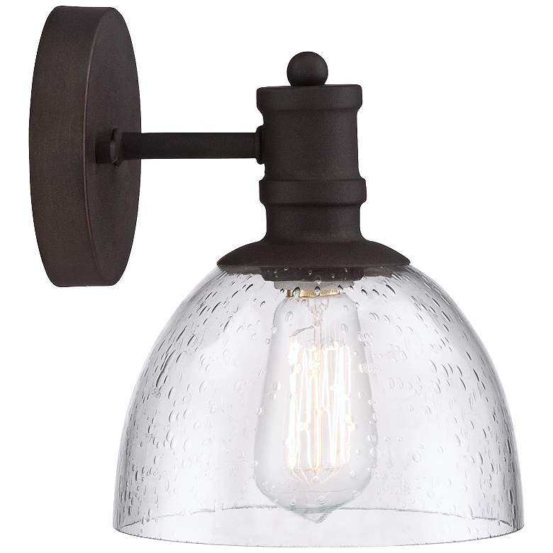 Image 5 Bleecker Industrial 9 1/4"H Bronze Wall Sconce with LED Bulb more views