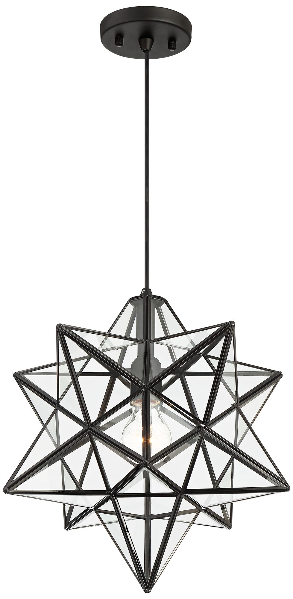 Glass Star Pendant Light cuthbert 15 quot w black and clear glass star pendant light more views