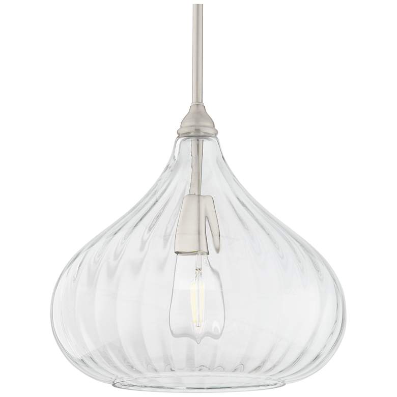 Image 3 Major 12 1/2" Wide Nickel and Clear Glass LED Pendant Light more views